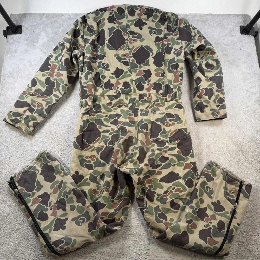 Vintage Walls Blizzard Pruf Coveralls Mens Small Duck Camo Quilted Hunting USA